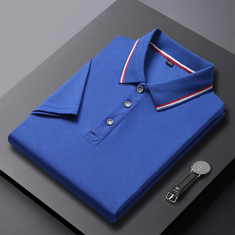 2024 Solid Color Polo Shirt Men's Business Polo Collar Half sleeved Top 2024 Summer Casual Short sleeved T-shirt for Men an