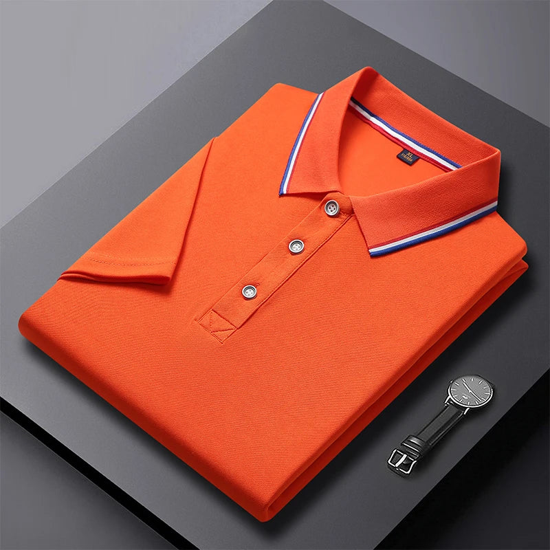 2024 Solid Color Polo Shirt Men's Business Polo Collar Half sleeved Top 2024 Summer Casual Short sleeved T-shirt for Men an